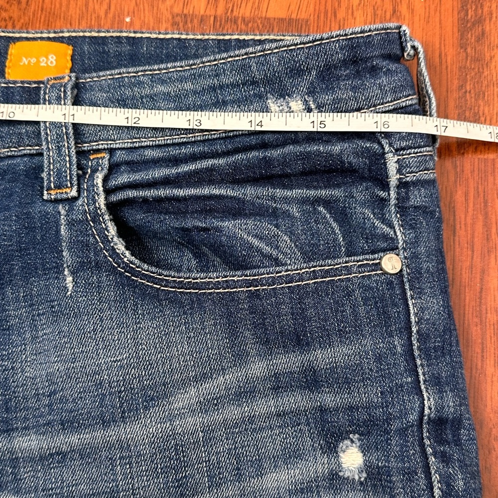 Anthropologie Blue Distressed Rolled-Hem Jean Shorts - Picture 12 of 14